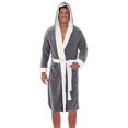 thumbnail image 3 of WZXFASHION Men's Winter Plush Lengthened Shawl Bathrobe Home Clothes Long Sleeved Robe Coat Intimates Grey XXXXXL, 3 of 7