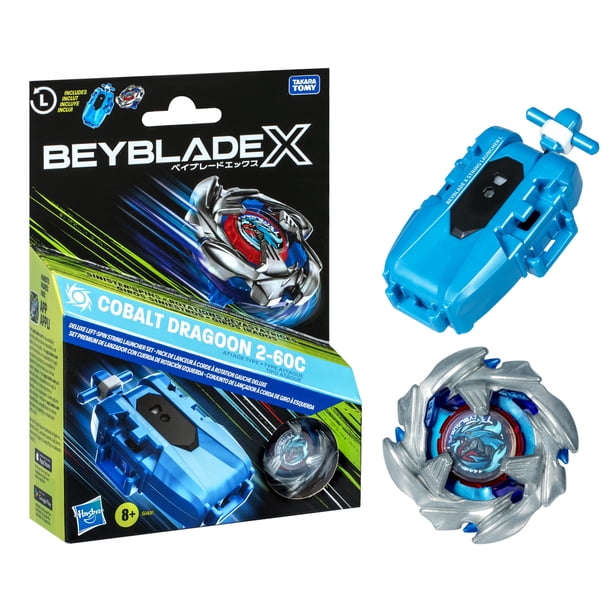 Beyblade X Cobalt Dragoon 2-60C Deluxe Left-Spin String Launcher