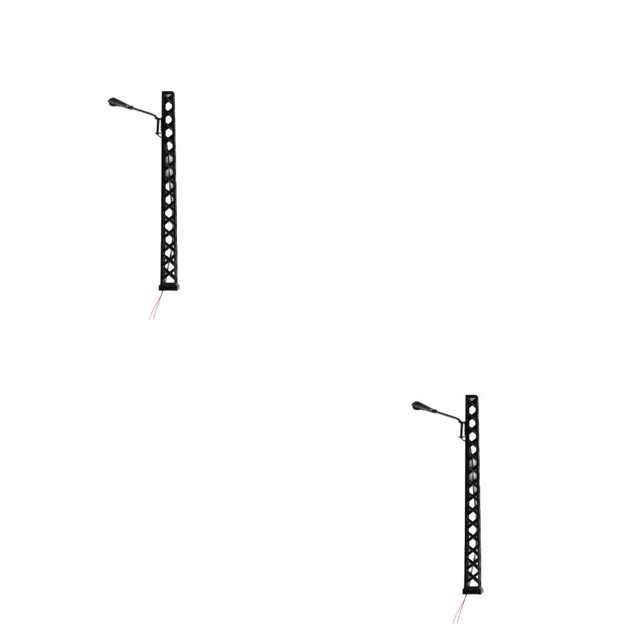pitrice Model Railway Lamp Classical Pathway Single-Head Lightweight Ladder Streetlights Miniature Outdoor LED Metal Lamppost Black(White Light) 2Set