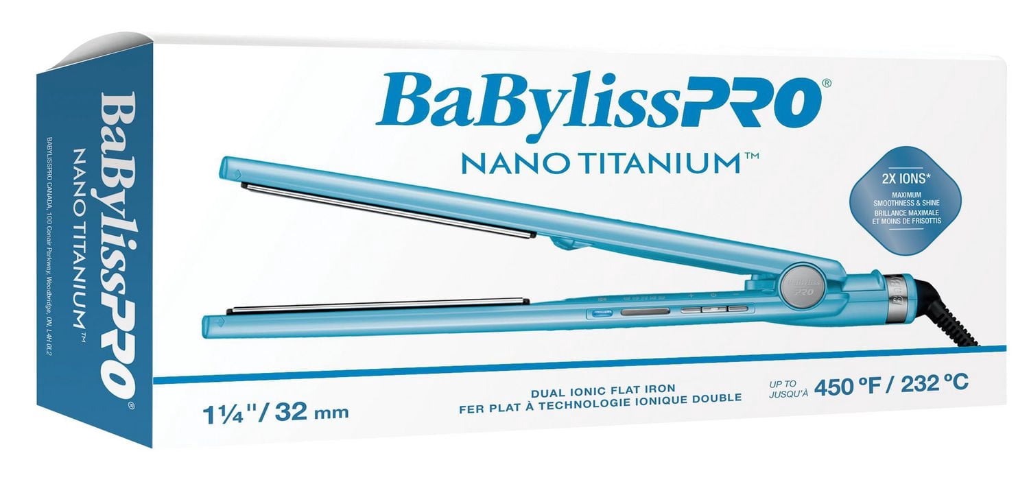 Fer plat ionique double de 1-1/4 po en nano-titane