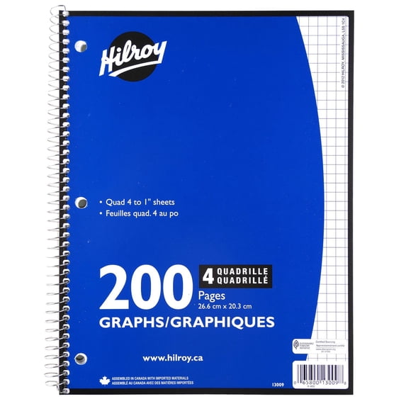Hilroy Quad 1:4 200pg Notebook