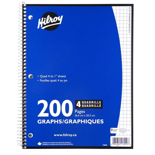 Hilroy Quad 1:4 200pg Notebook