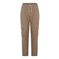 thumbnail image 4 of AherBiu Cargo Pants For Men Drawstring Elastic Waisted Straight Leg Swaetpants With Multi Pockets Casual Athletic Workout Trousers, 4 of 8