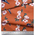 thumbnail image 3 of Soimoi Orange Poly Georgette Fabric Peach Floral & American Robin Bird Print Sewing Fabric BTY 42 Inch Wide, 3 of 3
