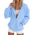 thumbnail image 3 of Mgmyaa Chandail pour Femmes Mode Couleur Unie à Capuche avec Poche Manches Raglan Manches Longues Veste à Fermeture Éclair, 3 of 6