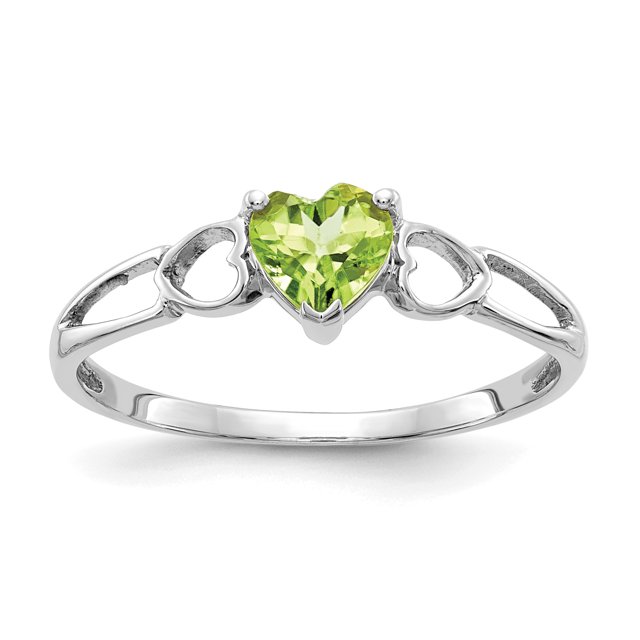 14K White Gold Peridot Birthstone Ring