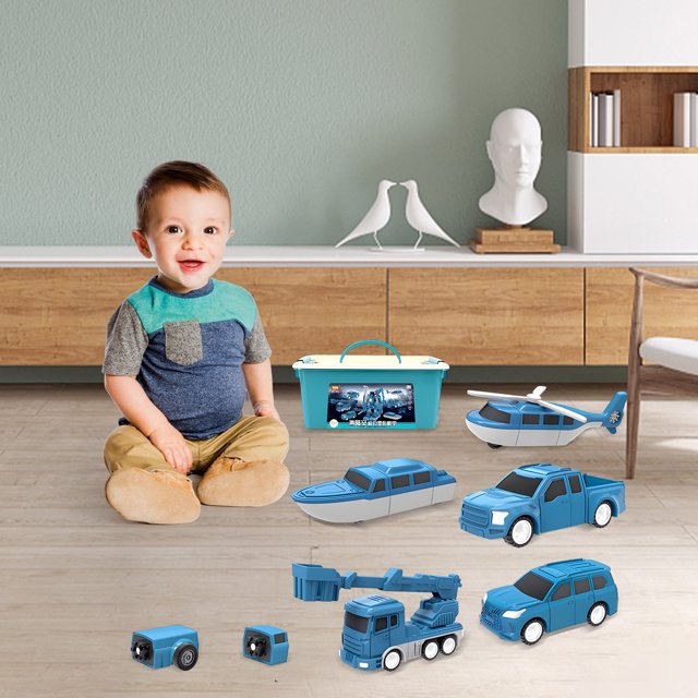 Chmadoxn Magnetic Transform Engineering Car Assembled Toys Transforming Robot Toys Set For Boys 6 In 1 Magnetic Construction Trucks Transform Robot Play Vehicles deformity deformity