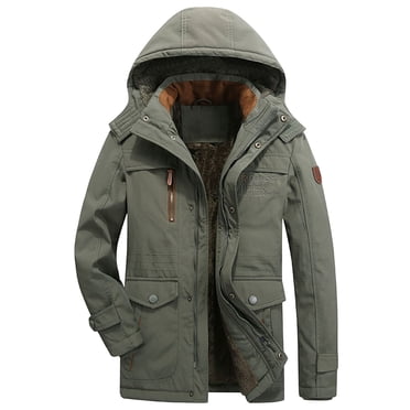 Men's Insulated Winter Jacket Thickened Casual Coat with Pockets for Outdoor Activities