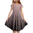 thumbnail image 1 of RXIRUCGD 2025 Vêtements d'Été pour Enfants Mode Filles Nouvelle Robe d'Été à Manches Courtes Poches à Volants Col Rond Imprimé, 1 of 4