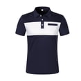 thumbnail image 3 of Tauxra Men's Color Block Short Sleeve Shirt Contrast Lapel Casual Summer Top, 3 of 8