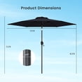 thumbnail image 3 of Gymax Parasol de Patio 7,5 Pi pour l'Extérieur, Parasol de Marché Robuste avec Inclinaison à Bouton-Poussoir, Noir, 3 of 10
