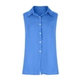thumbnail image 4 of Lenpel Chemises Sans Manches à Boutons pour Femmes Été Coton Lin Grande Taille Débardeurs à Col Chemisiers Habillés Décontractés, 4 of 7