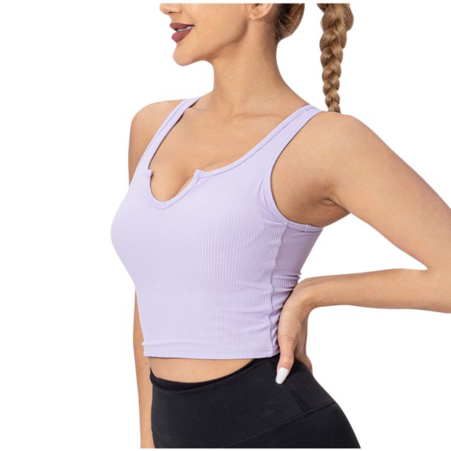 Yuyuzo Crop Tops for Women Sleeveless Shirts Deep V Neck Going out Tops Ribbed Knit Basic Tees