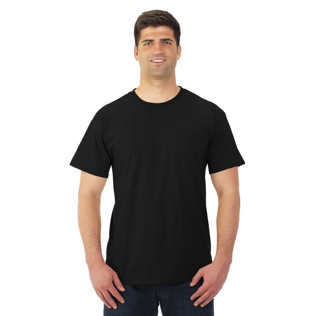 Jerzees T-Shirt à Col Rond à Manches Courtes avec Poche pour Hommes DRI-POWER Active, m, Noir