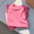 thumbnail image 3 of Mgmyaa Débardeurs à Manches Courtes pour Filles, Été, Col Ras du Cou, Volants, T-Shirt Mignon, Blouse, 2-13 Ans, 3 of 3