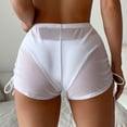 thumbnail image 3 of Plebaso Shorts en Maille pour Femmes, Tenue de Plage, Bas de Bikini Transparent, Shorts de Couverture d'Été avec Cordon de Serrage, 3 of 7