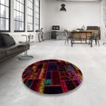 thumbnail image 3 of Ahgly Company Tapis d'Intérieur Ronds Abstraits Rouge Brun Patchwork, 4 Pieds Rond, 3 of 6