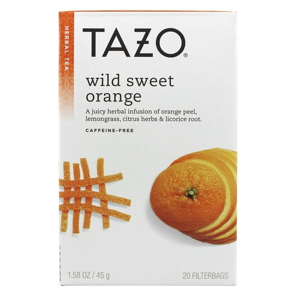 Tazo - Tisane Sans Caféine Orange Sauvage Sucrée - 20 Sachets de Thé
