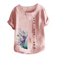 thumbnail image 4 of Birdeem Womens Summer Casual Round Neck Short Sleeve Printing Loose Shirt Tops, 4 of 5