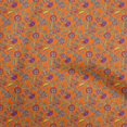 thumbnail image 1 of oneOone Rayon Orange Fabric Floral Craft Projects Decor Fabric Printed By The Yard 56 Inch Wide, 1 of 5