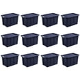 thumbnail image 1 of Sterilite Tuff1 30 Gal Plastic Storage Bin w/ Latching Lid, Blue (12 Pack), 1 of 8