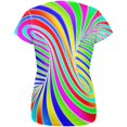 thumbnail image 2 of Rainbow Trippy Swirl All Over Womens T Shirt, 2 of 2