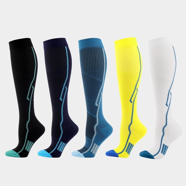6 Paires de Bas de Compression pour Femmes Hommes Circulation 20-30 mmHg Bas de Compression pour Course Infirmière Enflure Voyage Vol