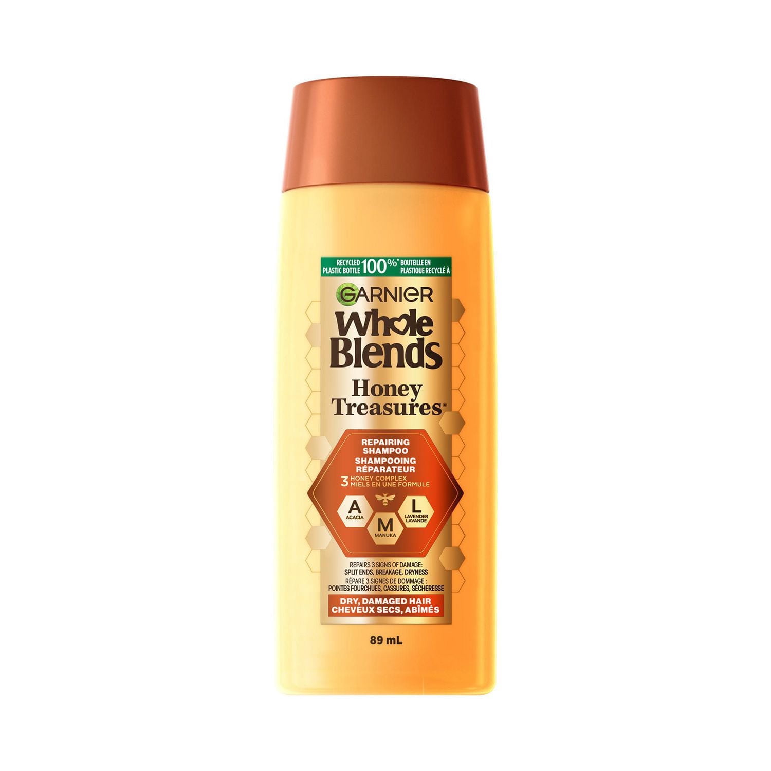 Garnier Whole Blends Trésors de Miel Shampooing Réparateur pour Cheveux Abîmés et Secs