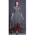 thumbnail image 2 of Bimba Robe Anarkali Grise à Imprimé Géométrique Losange pour Femmes, Col Mandarin, Kurtis Indiens, Kurta Asymétrique - Très Petit, 2 of 5