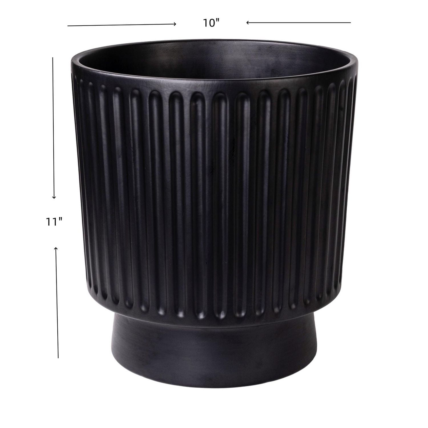 Hometrends Céramique Pot à rayures de 25,4 cm-Noir