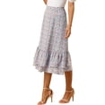 thumbnail image 4 of Unique Bargains Women's Floral Print Elastic Waist Ruffle Hem Midi Skirt, 4 of 7