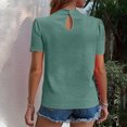 thumbnail image 4 of hotojiny Spring Tops for Women Solid Color Crew Neck Loose Blouse Lightweight Textured Puff Short Sleeve Back Keyhole Shirt Beach Vacation Clothes for Women, 4 of 7
