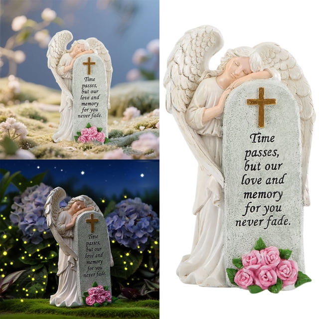 REK Memorial Angel Statue With Resin Outdoor Garden For Cemetery Sympathy For Loss Of Loved One