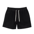 thumbnail image 1 of Sentmoon Mens Corduroy Shorts Lightweight Elastic High Waist Bathing Suit Straight Drawstring Solid Color 2025 Summer Athletic Shorts with Pockets Athletic for Leisure Wear Black XXL, 1 of 2