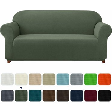 Subrtex 1-Piece Stretch Sofa Slipcover Non Slip Couch Cover, Texture Grid Pattern