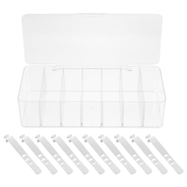 FRCOLOR Cord Storage 1 Set Wired Earphone Organizing Box Cable Storage Box Multi-grid Box Cable Organize Straps,8.86"X3.54"X2.17"