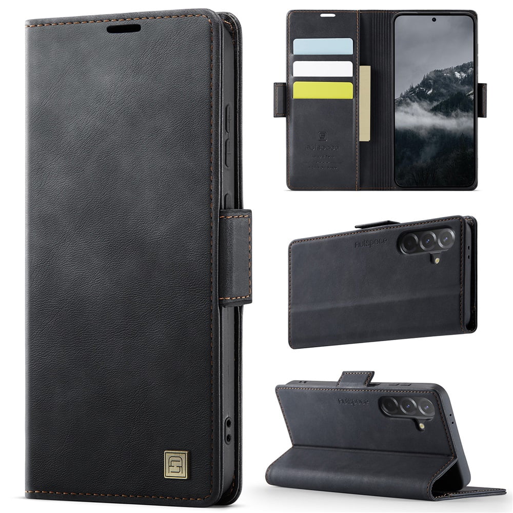 Autspace Phone Case for Samsung Galaxy A56 5G 6.7-inch Magnetic Wallet Phone Case Protective Leather Case with Card Holder Function Shockproof Flip Case,Black,For Galaxy A56(5G)