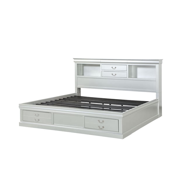 ACME Louis Philippe III - Queen Bed w/Storage in Platinum