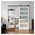 thumbnail image 3 of 5-Panel Glass Barn Door With Sliding Door Hardware Kit & Handle, Wooden Solid MDF Core & Eco Water-Proof PVC Veneer, White ,Long Lasting, 3 of 6