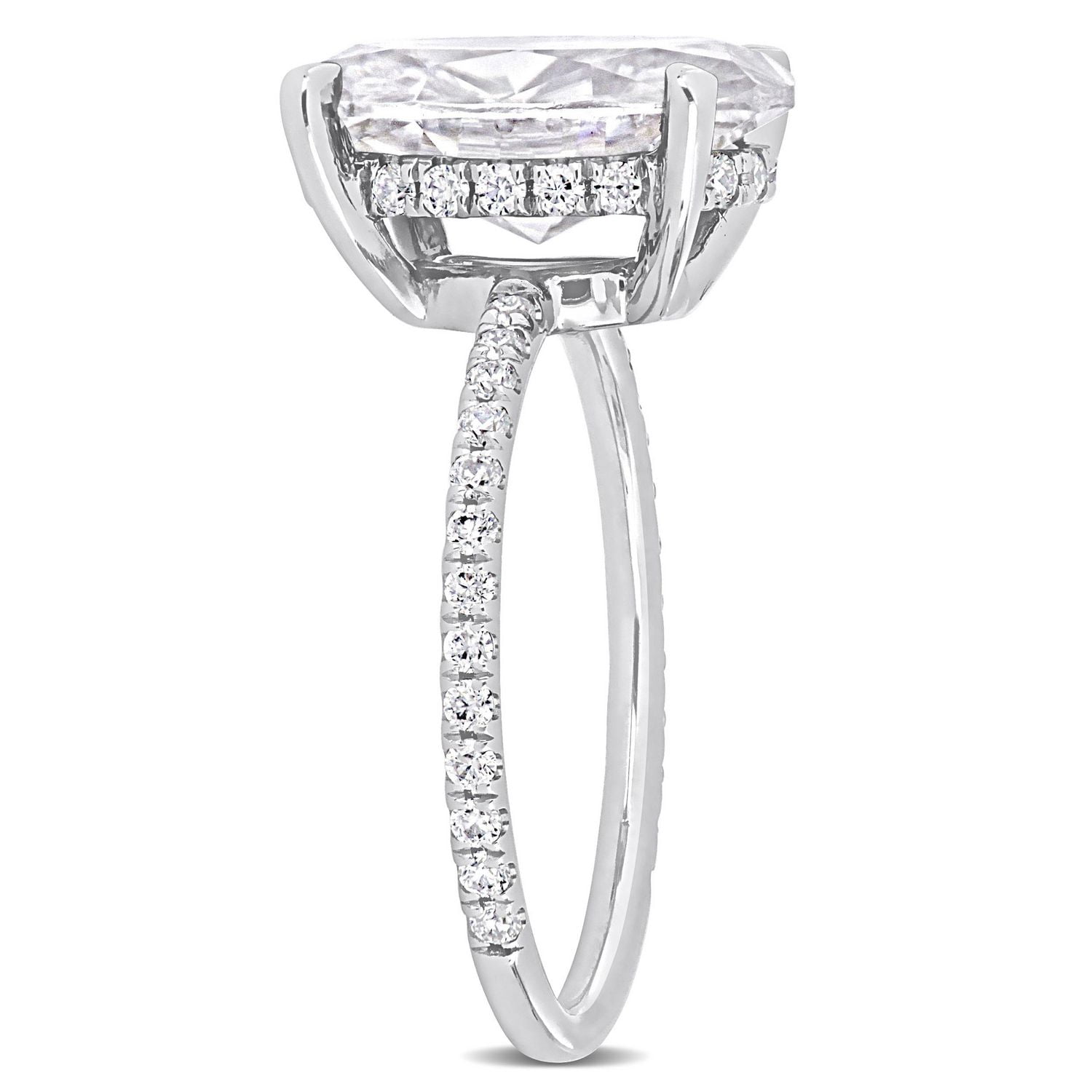 Bague de fiançailles ovale Miabella en or blanc 10K avec moissanite créé 4-7/8 carats p.g.t.