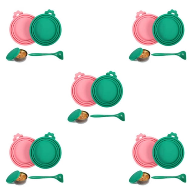 Langgg Sealed Preservation Cap With Convenient And Portable Canned Lid Easy To Clean Cute Practical green+spoon+pink 5Set