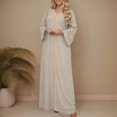 thumbnail image 2 of Robe Abaya Musulmane Femme, Caftan à Col en V, Robe de Prière Islamique, Robe Brodée Effet Bronzage, Robe Longue de Soirée pour les Fêtes, 2 of 6