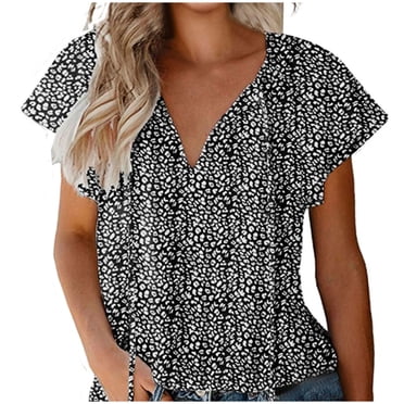 Tops for Women Sexy Casual Elegant Fragmented Casual V-Neck Chiffon Shirt Loose and Short Sleeved Tops for Women Tops for Women Sexy Elegant