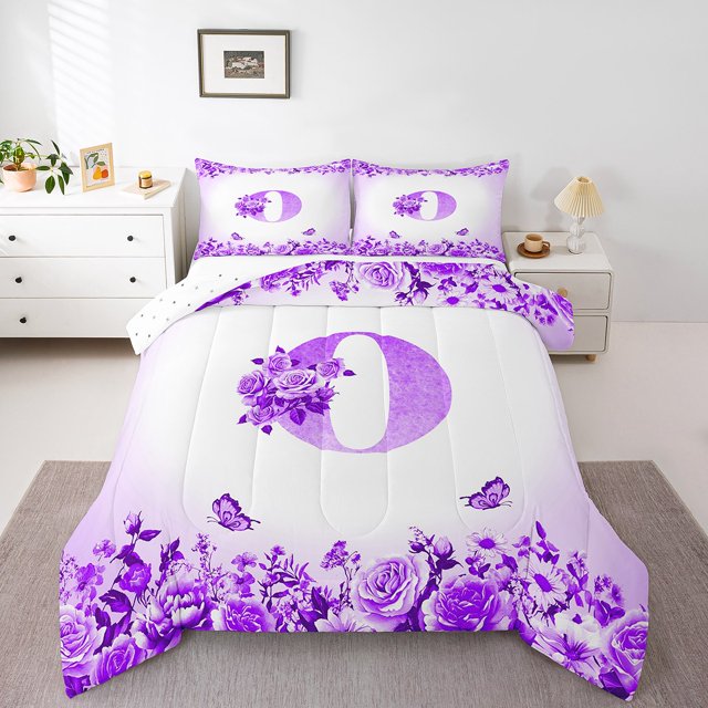 Erosebridal Monogrammed Comforter Sets Queen Size,Personalized Initial Bedding Queen Comforter Set,Letter Decoration,Reversible,Ultra Soft,3-Piece