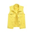 thumbnail image 3 of LUXUR Ladies Vest Lapel Collar Tanks Button Down Coat Comfortable Denim Solid Color Outwear Top Yellow 4XL, 3 of 9