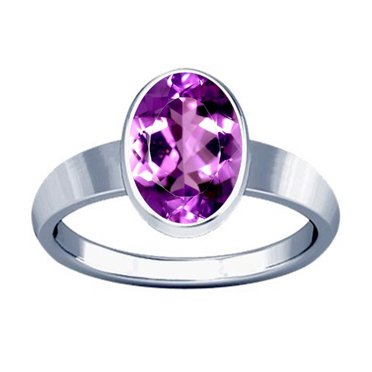 Divya Shakti 5.25-5.50 Carat Amethyst Silver Plain Design Ring ( Kataila Jamunia Gemstone Silver Plain Design Ring )(11.5)