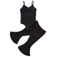 thumbnail image 1 of Xingqing 2PCS Infant Baby Girls V-Neck Solid Color Sleeveless Jumpsuit Bell-Bottom Suit, 1 of 8