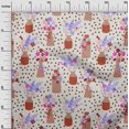 thumbnail image 3 of oneOone Georgette Viscose Rust Brown Fabric Floral Vase With Geometrical Sewing Craft Projects Fabric Prints By Yard 42 Inch Wide, 3 of 4