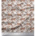 thumbnail image 1 of Soimoi Poly Georgette Fabric Leaves & Tiger Jungle Print Sewing Fabric Yard 52 Inch Wide, 1 of 3