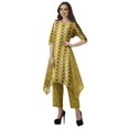 thumbnail image 3 of Moomaya Kurti Asymétrique avec Ensemble Pantalon Femmes Chanderi Imprimé Tenue de Fête Vêtements, 3 of 6